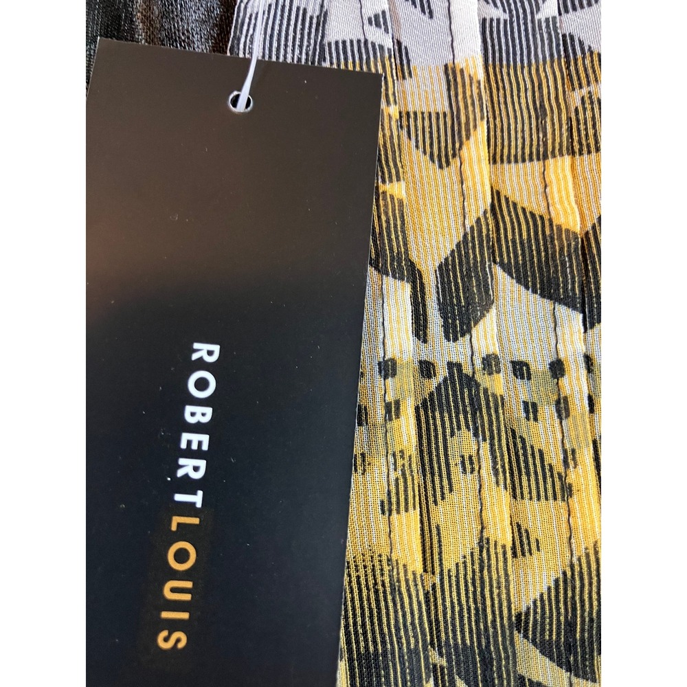 Robert Louis NWT Geometric Tribal Midi Dress Black Ivory Mustard Size M - Picture 3 of 7